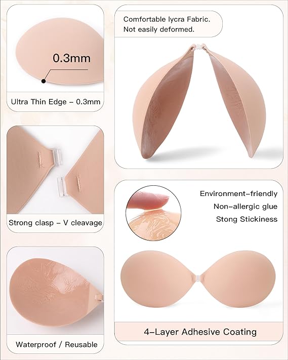 Women's Seamless Invisible Silicone Adhesive Bra
